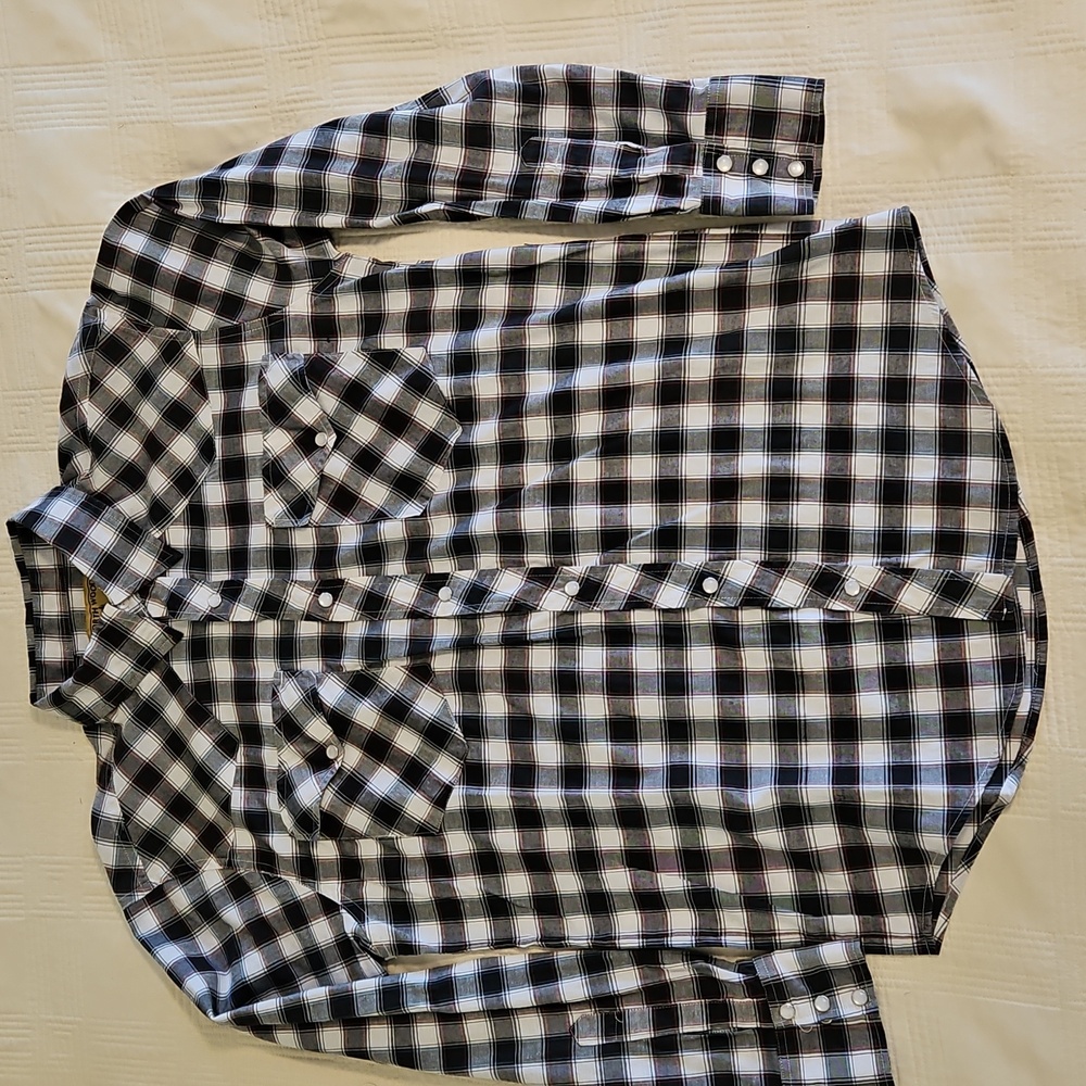 Men's Black and White Western Checkered Shirt